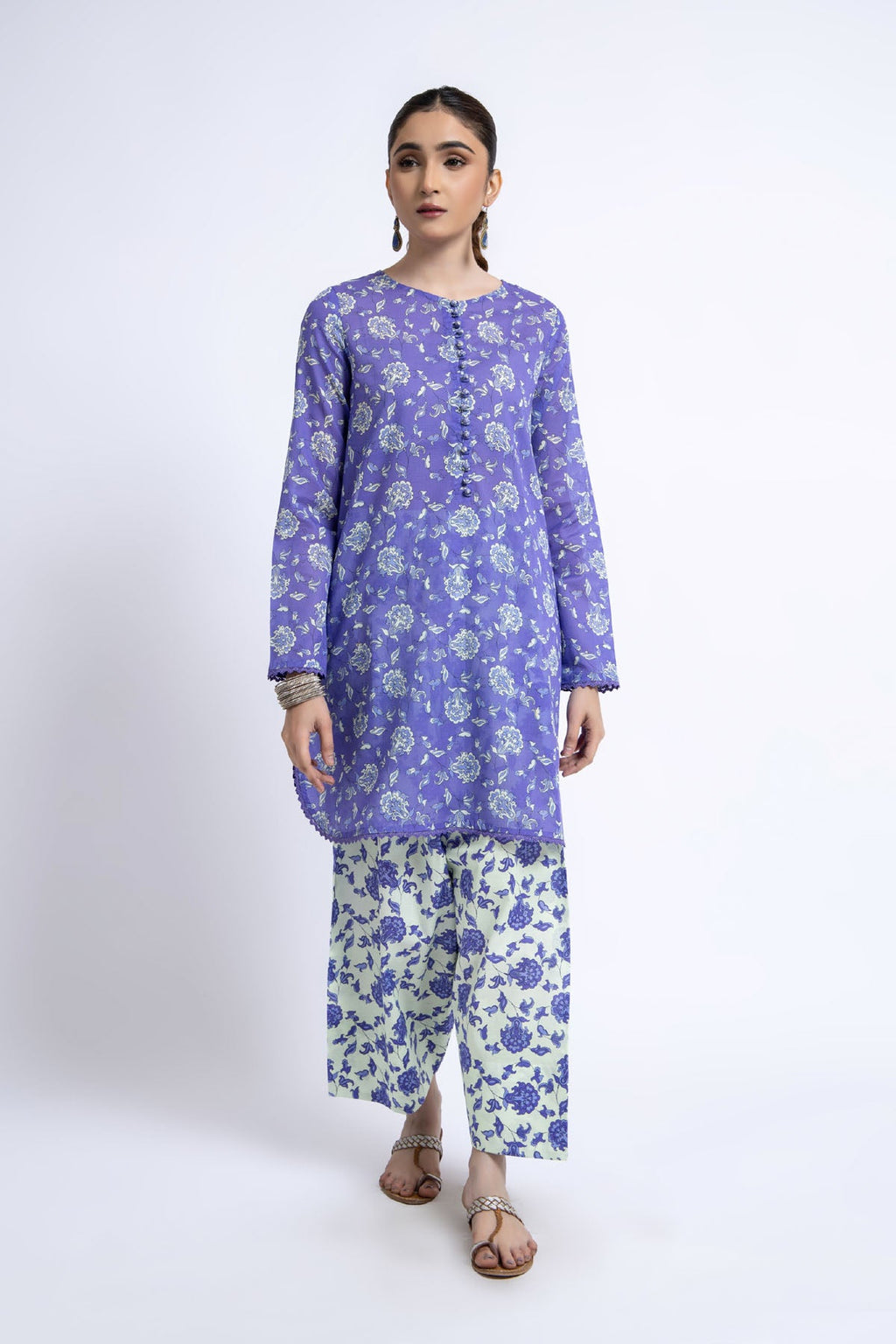 Printed Lilac Lawn 2-Piece Unstitched Suit by The Fabric Store