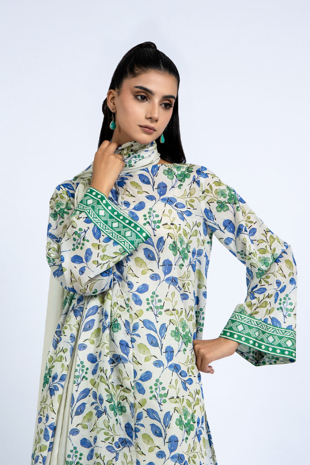 Printed Beige Lawn 2-Piece Unstitched Suit by The Fabric Store, photo 3