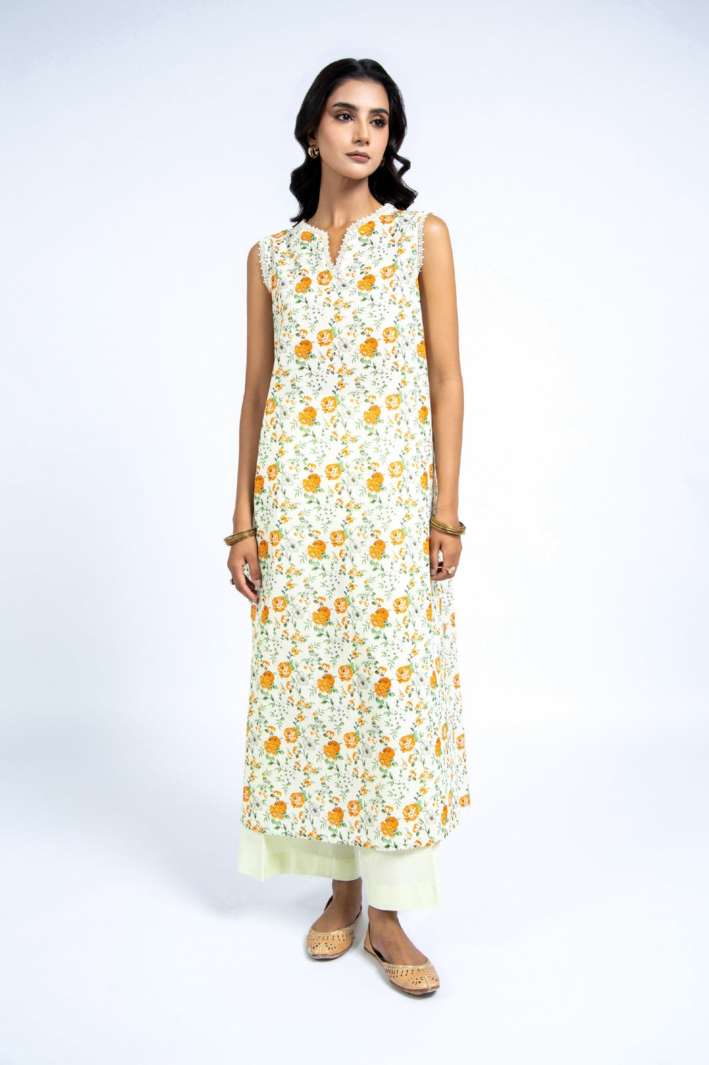 Printed Orange Lawn 2-Piece Unstitched Suit by The Fabric Store