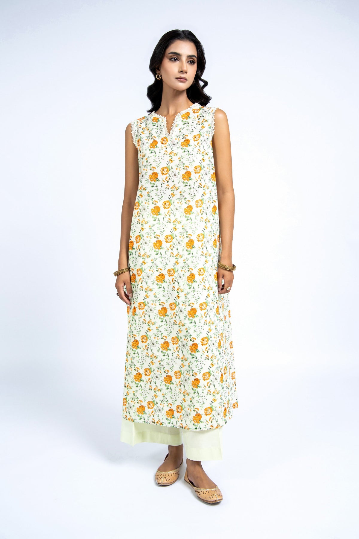 Printed Orange Lawn 2-Piece Unstitched Suit by The Fabric Store