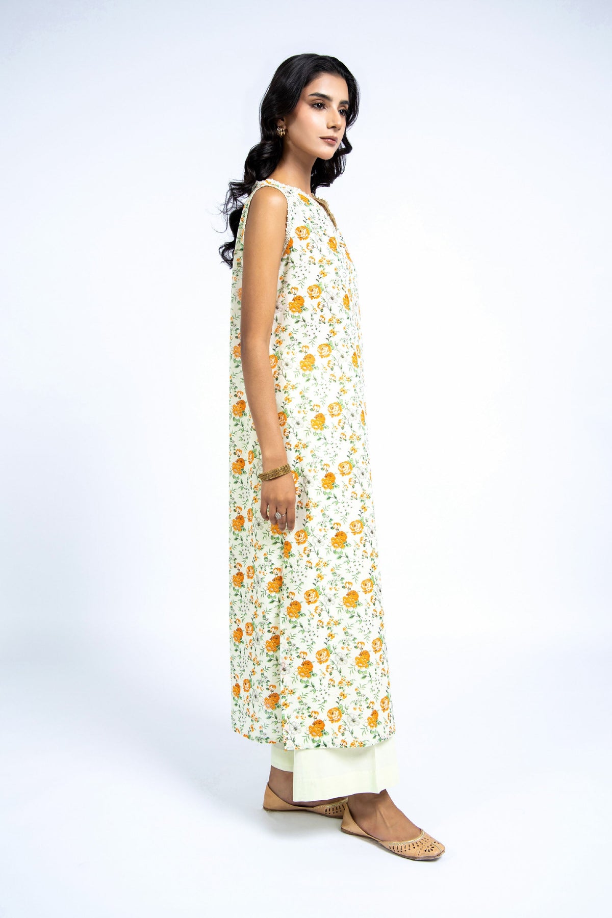 Printed Orange Lawn 2-Piece Unstitched Suit by The Fabric Store, photo 2
