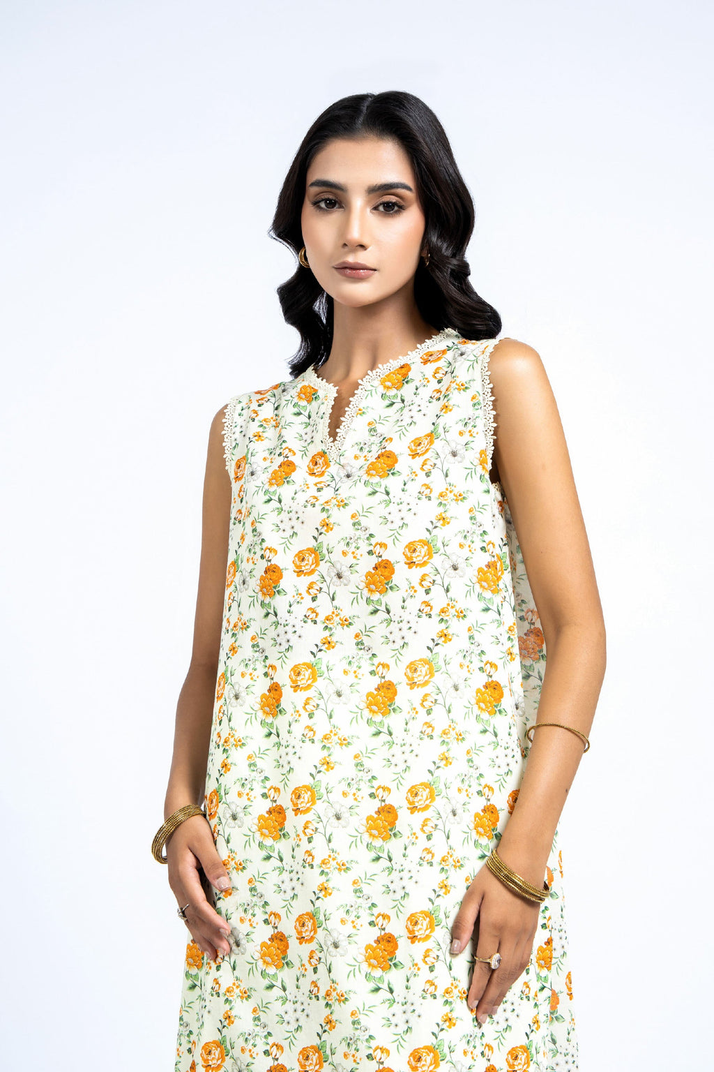 Printed Orange Lawn 2-Piece Unstitched Suit by The Fabric Store, photo 3