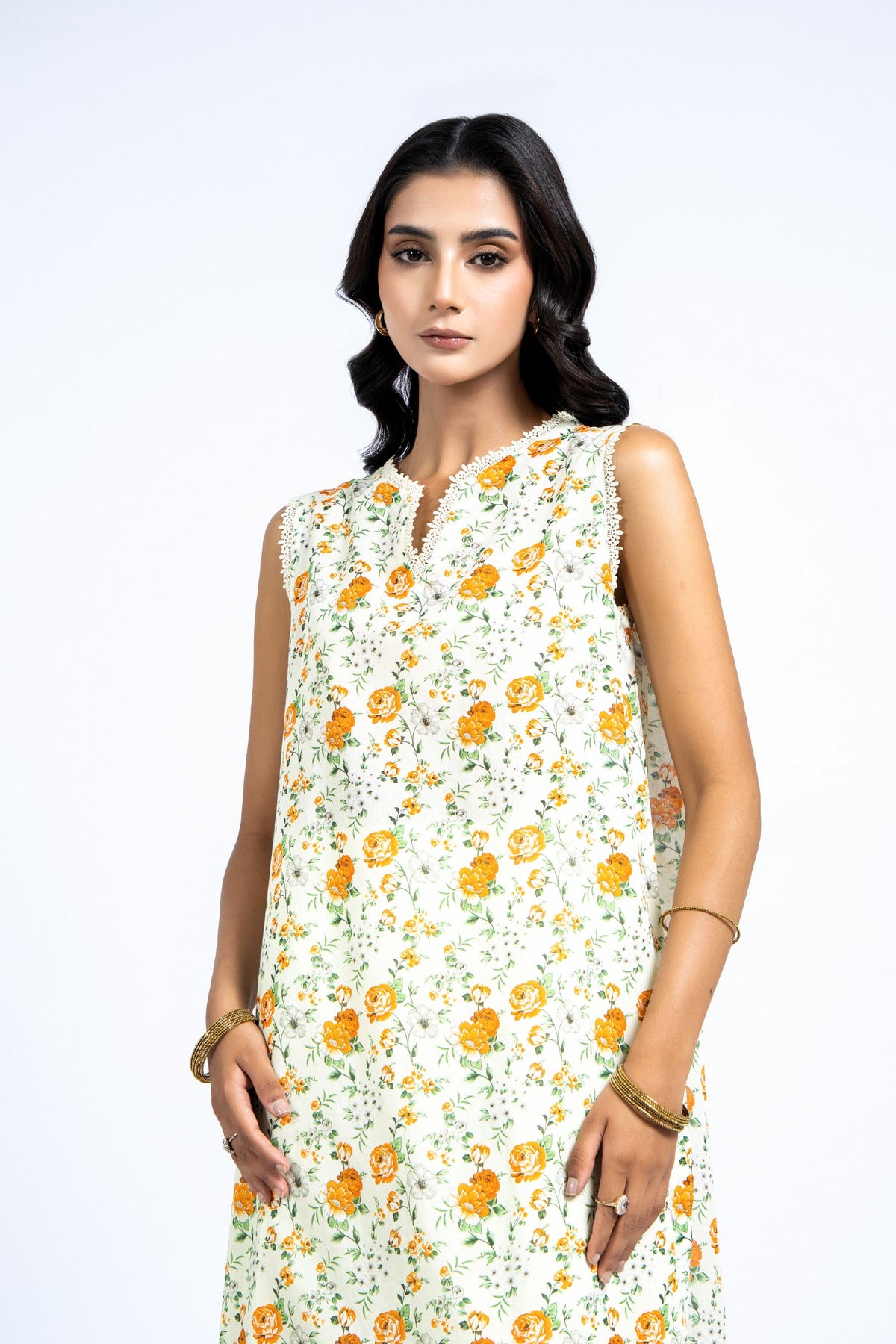 Printed Orange Lawn 2-Piece Unstitched Suit by The Fabric Store, photo 3
