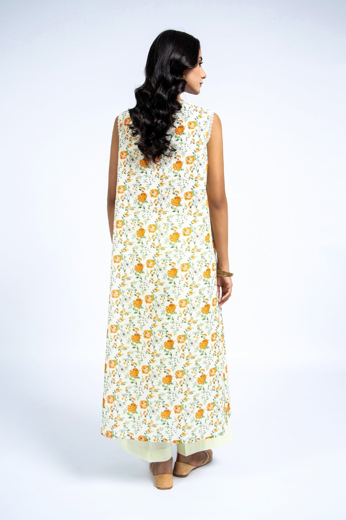 Printed Orange Lawn 2-Piece Unstitched Suit by The Fabric Store, photo 4