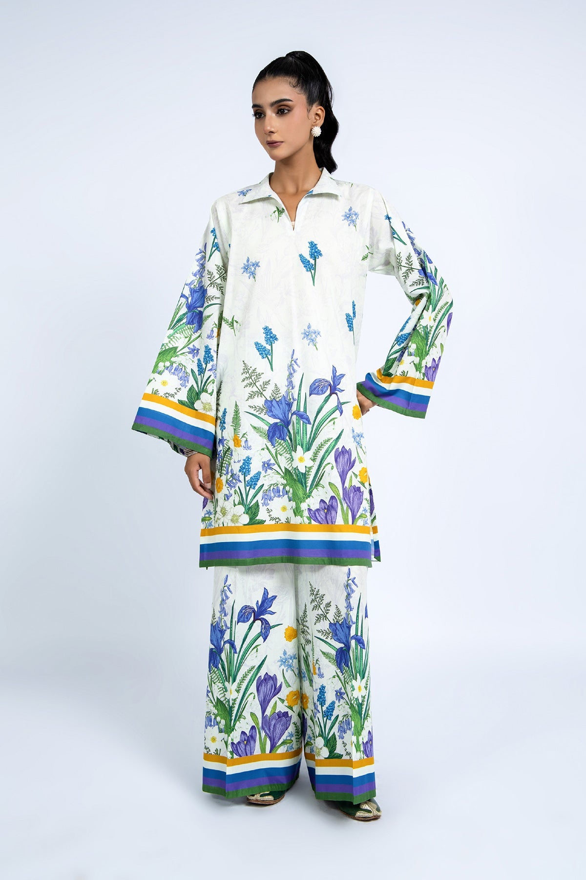 Printed White Lawn 2-Piece Unstitched Suit by The Fabric Store