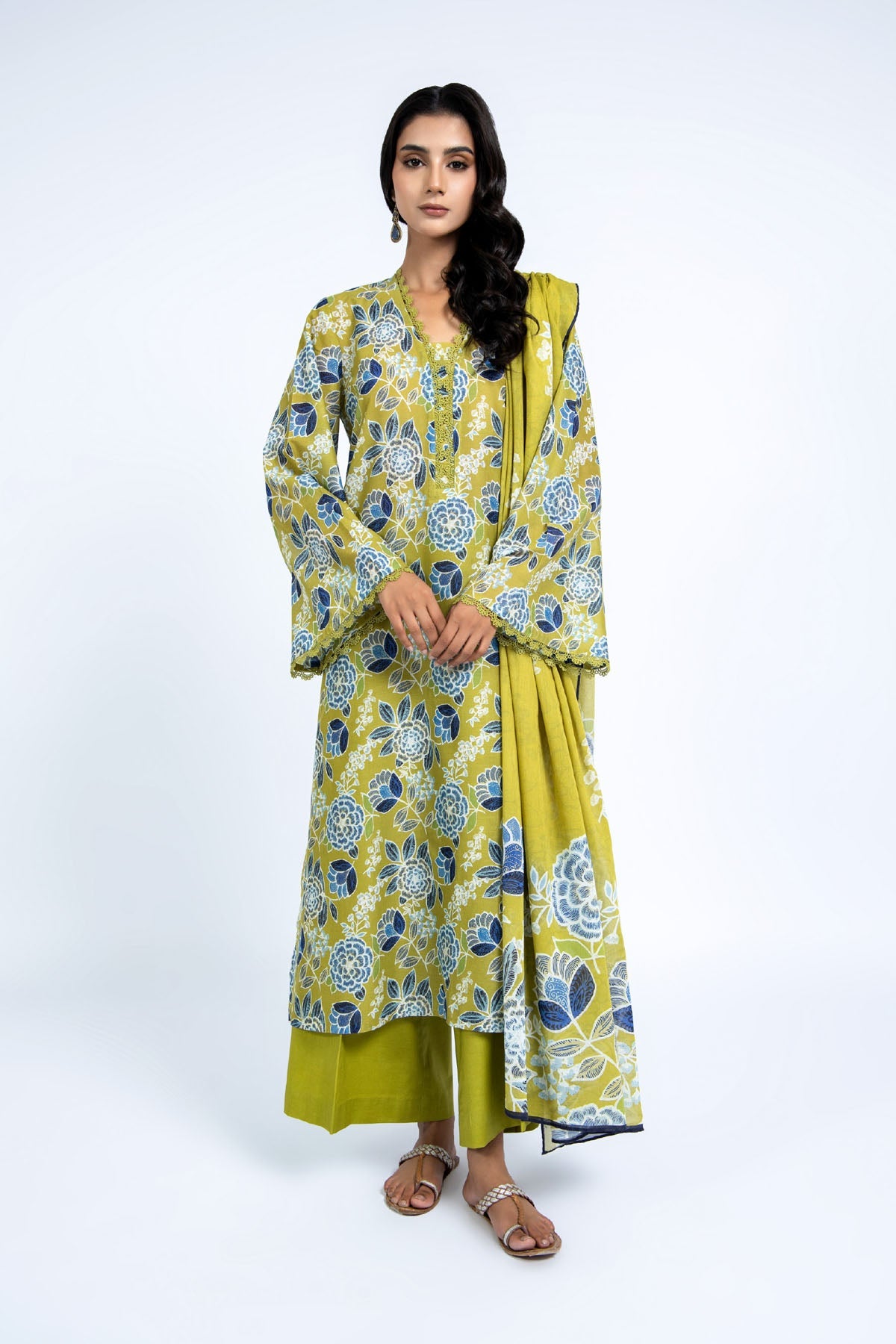 Printed Green Lawn 2-Piece Unstitched Suit by The Fabric Store