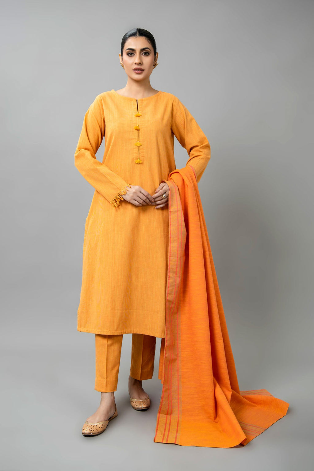 Yarn Dyed Yellow Yarn Dyed Khaddar 3-Piece Pret Suit by The Fabric Store, photo 4