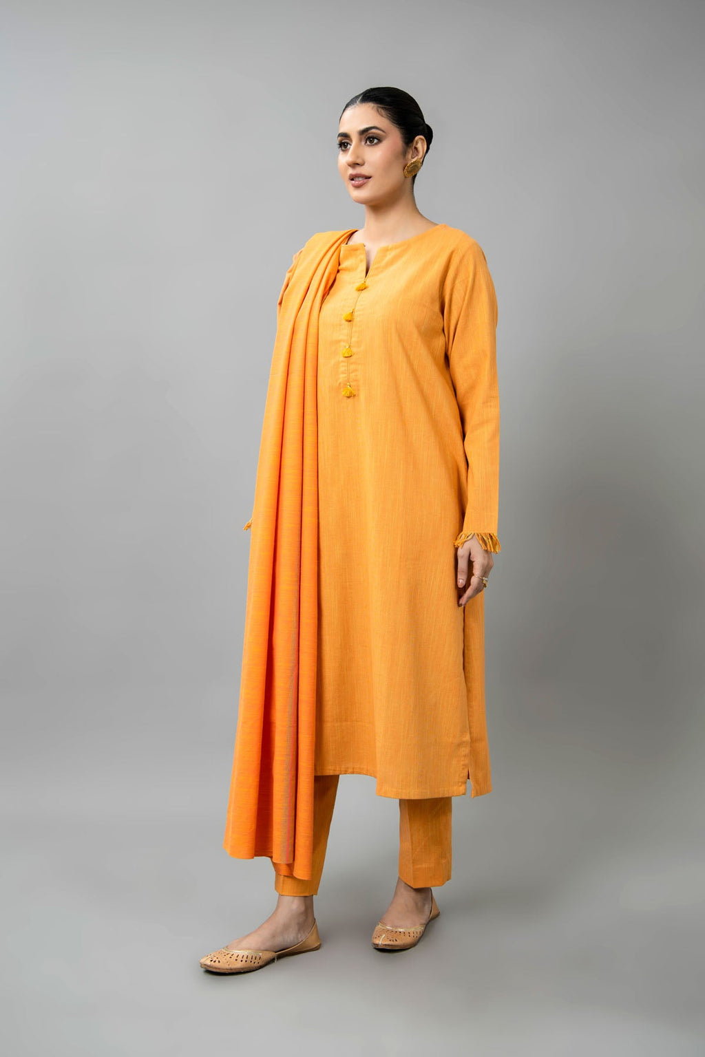 Yarn Dyed Yellow Yarn Dyed Khaddar 3-Piece Pret Suit by The Fabric Store, photo 5