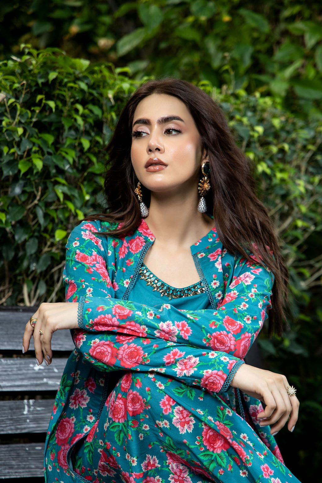 Printed Blue Cambric 2-Piece Unstitched Suit by The Fabric Store, photo 2