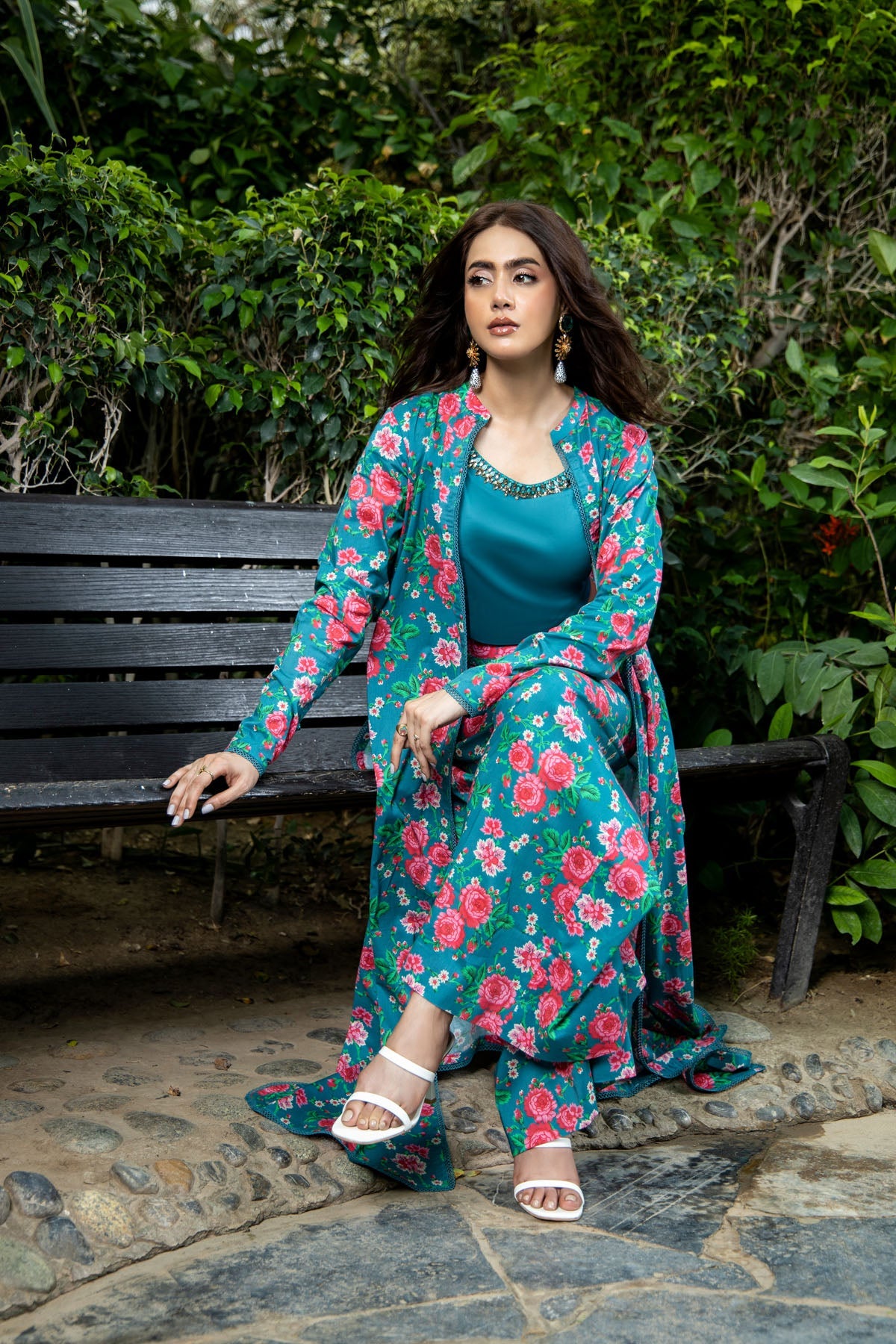 Printed Blue Cambric 2-Piece Unstitched Suit by The Fabric Store, photo 4