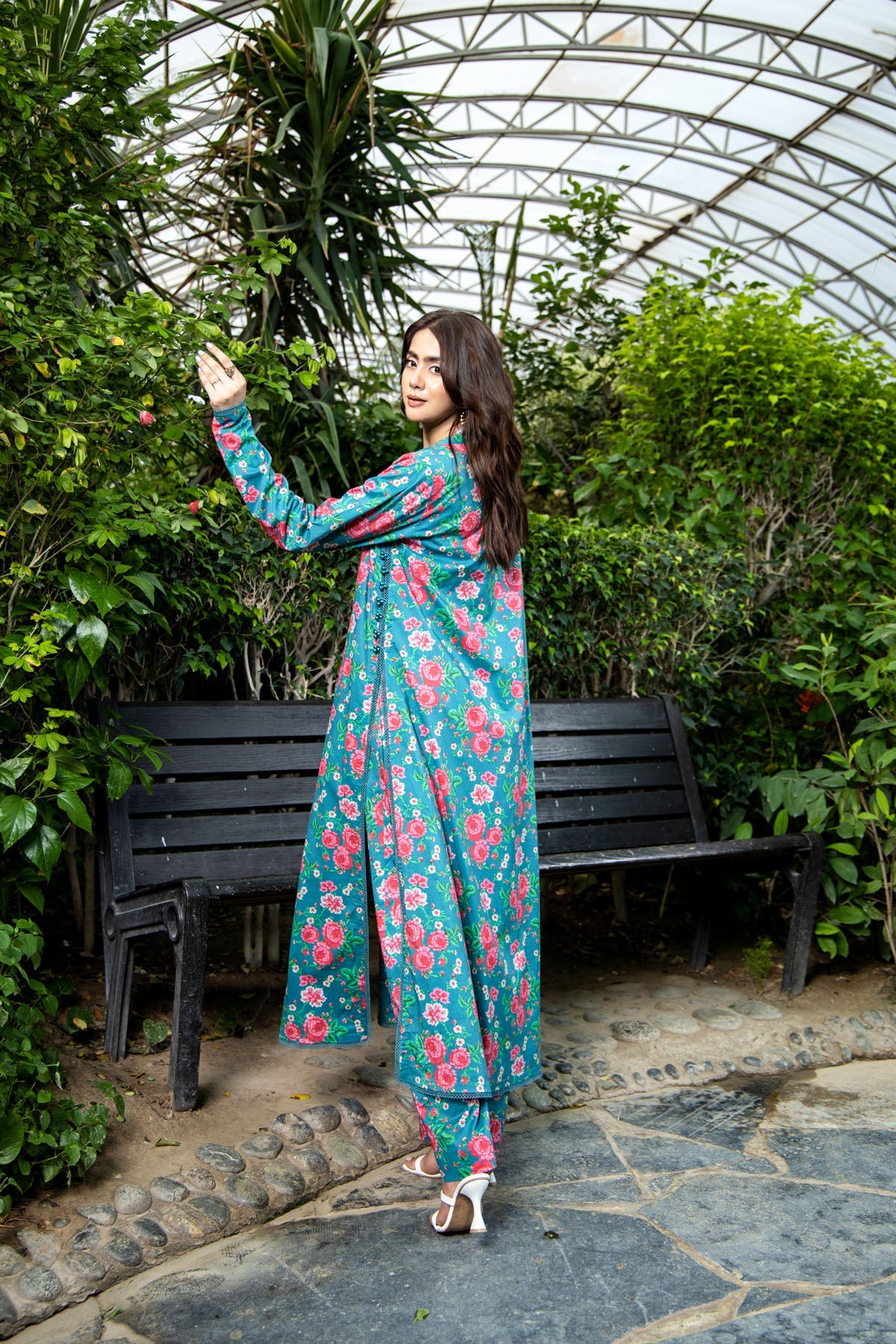 Printed Blue Cambric 2-Piece Unstitched Suit by The Fabric Store, photo 3