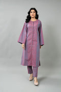 Yarn Dyed Purple Yarn Dyed Strip Khaddar 2-Piece Pret Suit by The Fabric Store