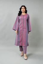 Yarn Dyed Purple Yarn Dyed Strip Khaddar 2-Piece Pret Suit by The Fabric Store