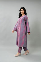 Yarn Dyed Purple Yarn Dyed Strip Khaddar 2-Piece Pret Suit by The Fabric Store, photo 4