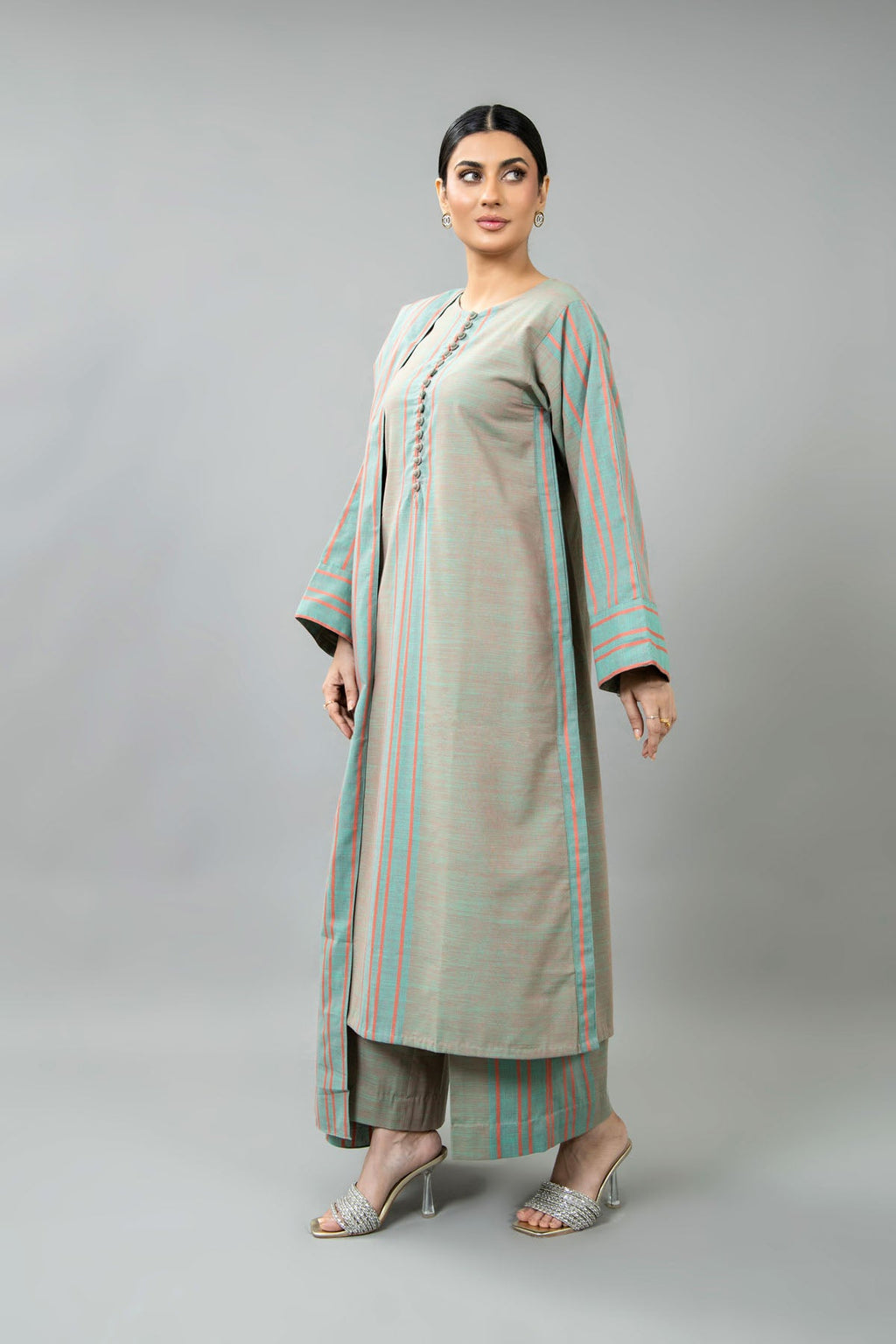Yarn Dyed Sea Green Yarn Dyed Strip Khaddar 3-Piece Pret Suit by The Fabric Store, photo 4