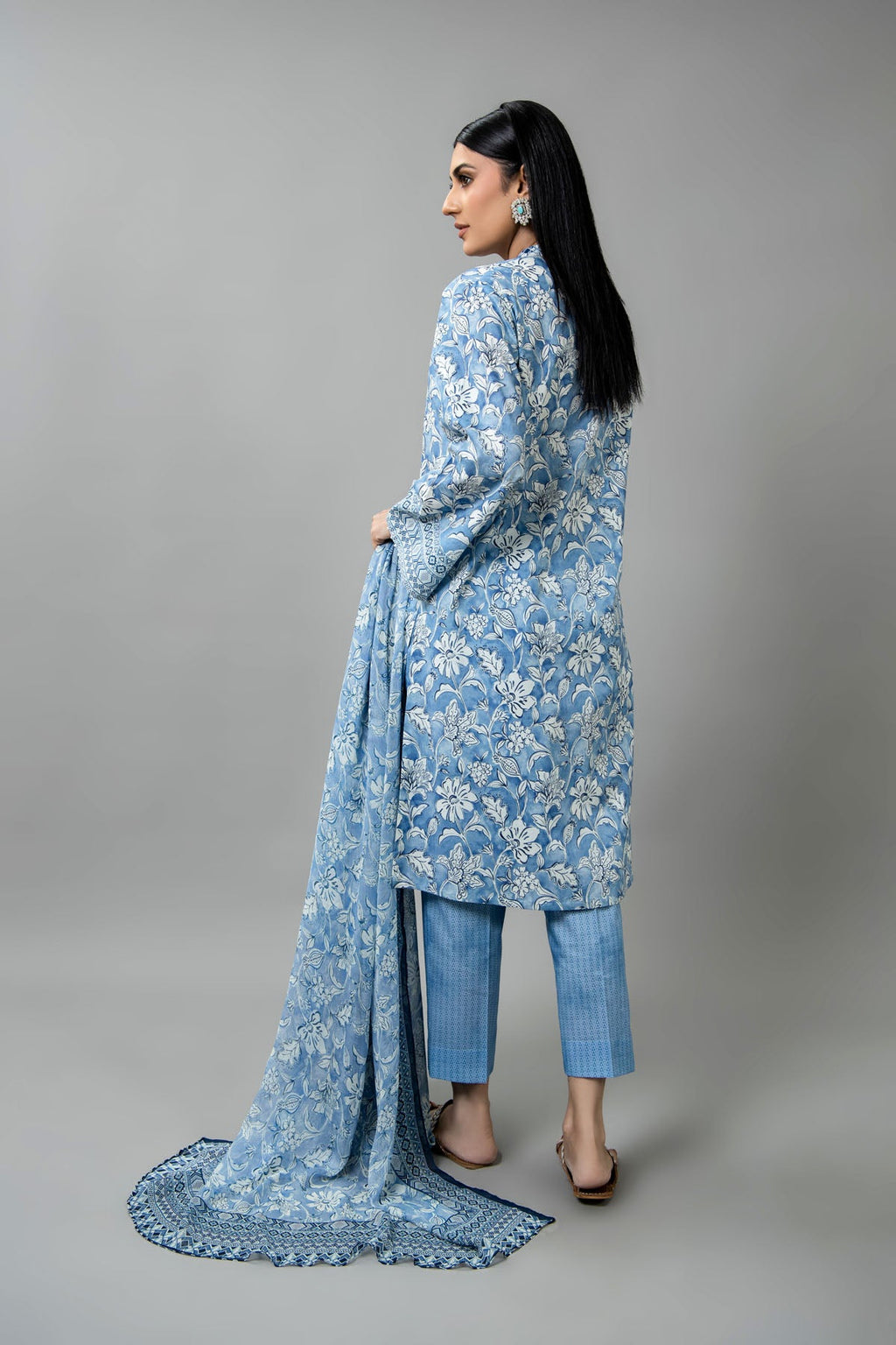 Printed Blue Cambric 3-Piece Unstitched Suit by The Fabric Store, photo 2