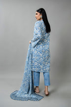 Printed Blue Cambric 3-Piece Unstitched Suit by The Fabric Store, photo 2