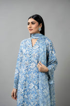 Printed Blue Cambric 3-Piece Unstitched Suit by The Fabric Store, photo 3