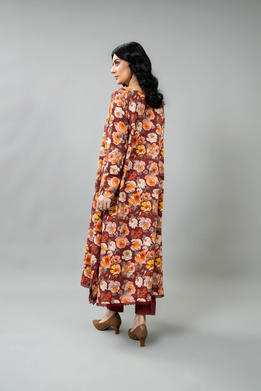 Printed Maroon Slub Khaddar 2-Piece Unstitched Suit by The Fabric Store, photo 3