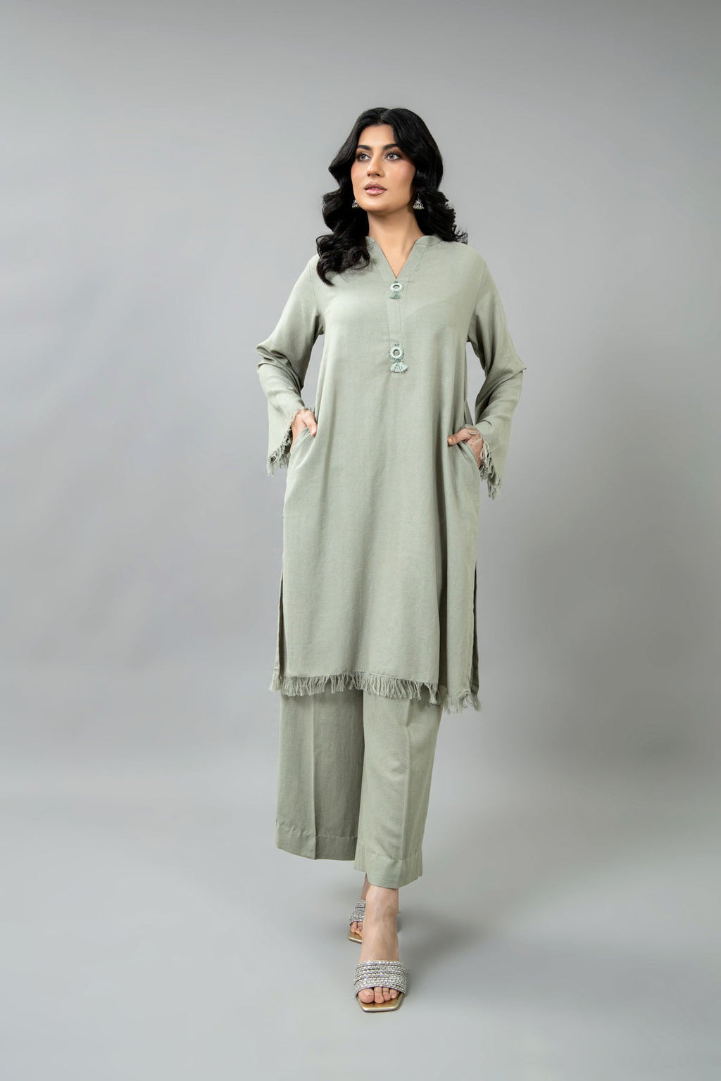 L Green Karandi Lawn 2-Piece Pret Suit by The Fabric Store