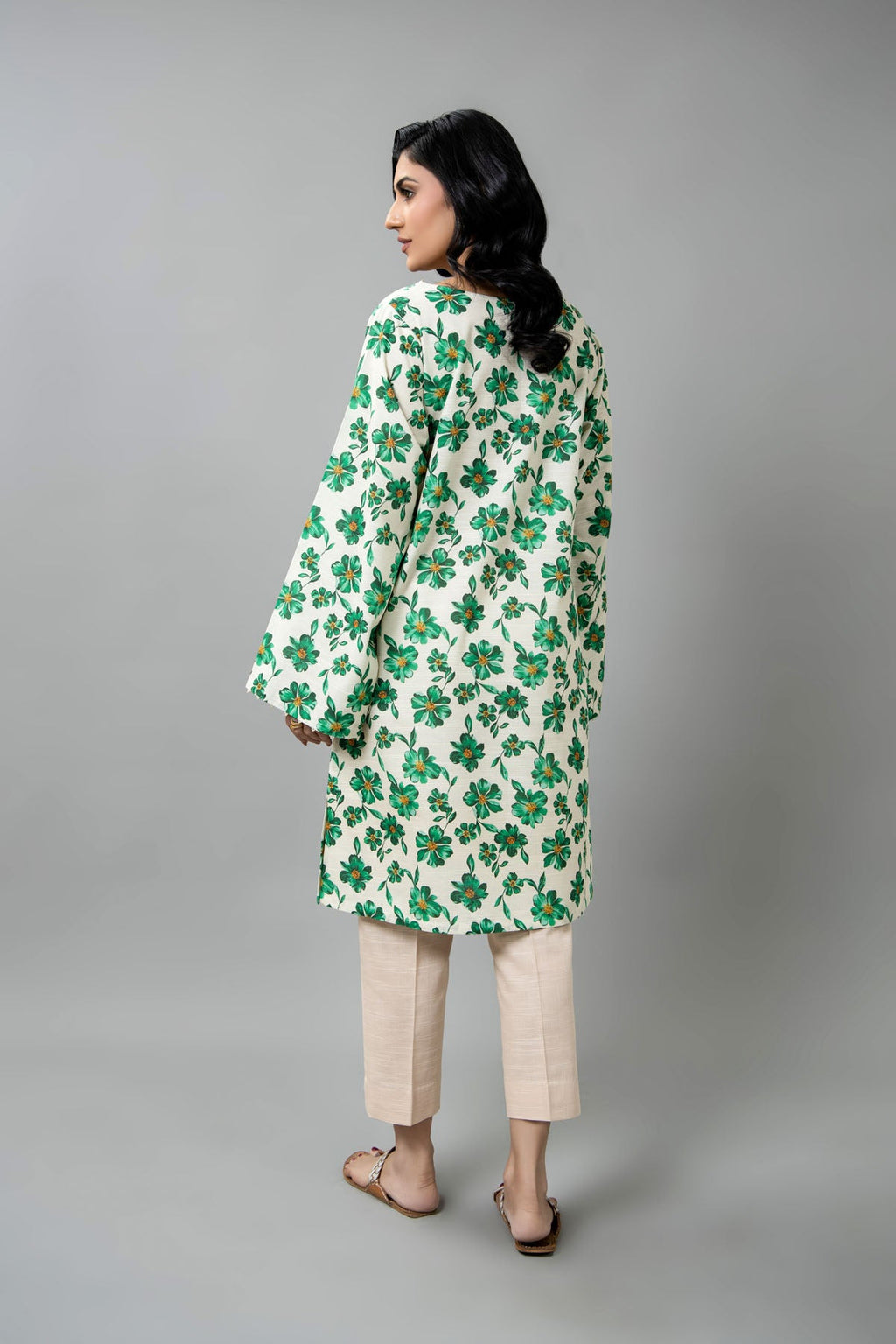 Printed Green Slub Khaddar Unstitched Shirt by The Fabric Store, photo 2