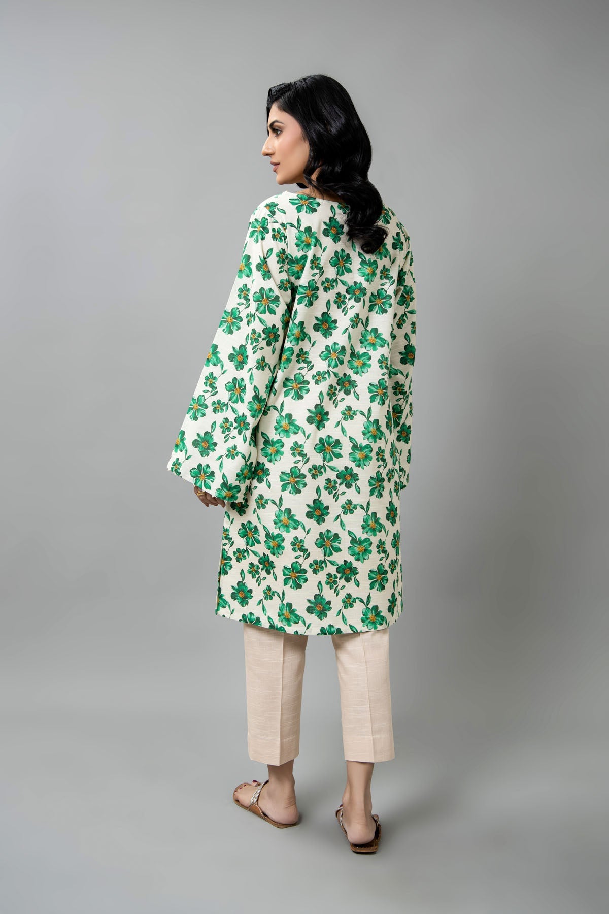 Printed Green Slub Khaddar Unstitched Shirt by The Fabric Store, photo 2
