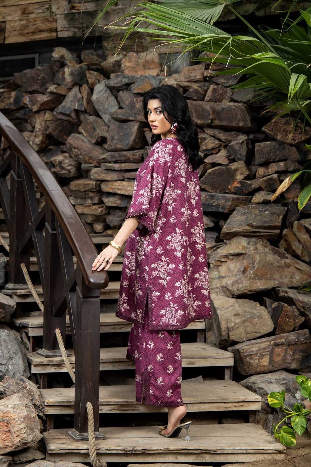 Printed Maroon Slub Khaddar 2-Piece Unstitched Suit by The Fabric Store, photo 5
