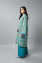 Printed Blue Slub Khaddar Unstitched Shirt by The Fabric Store, photo 3