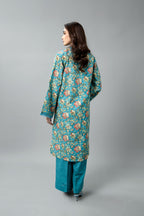 Printed Blue Slub Khaddar Unstitched Shirt by The Fabric Store, photo 2