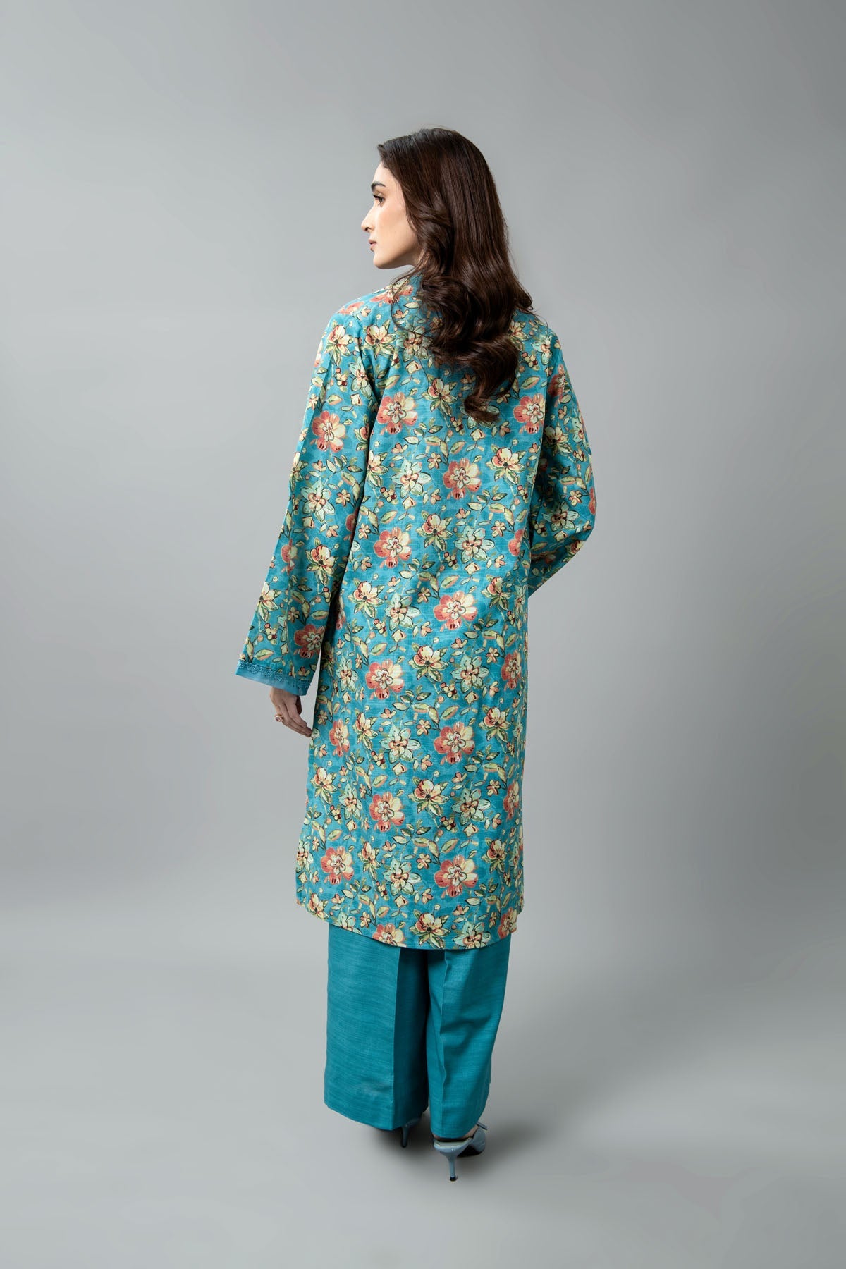 Printed Blue Slub Khaddar Unstitched Shirt by The Fabric Store, photo 2
