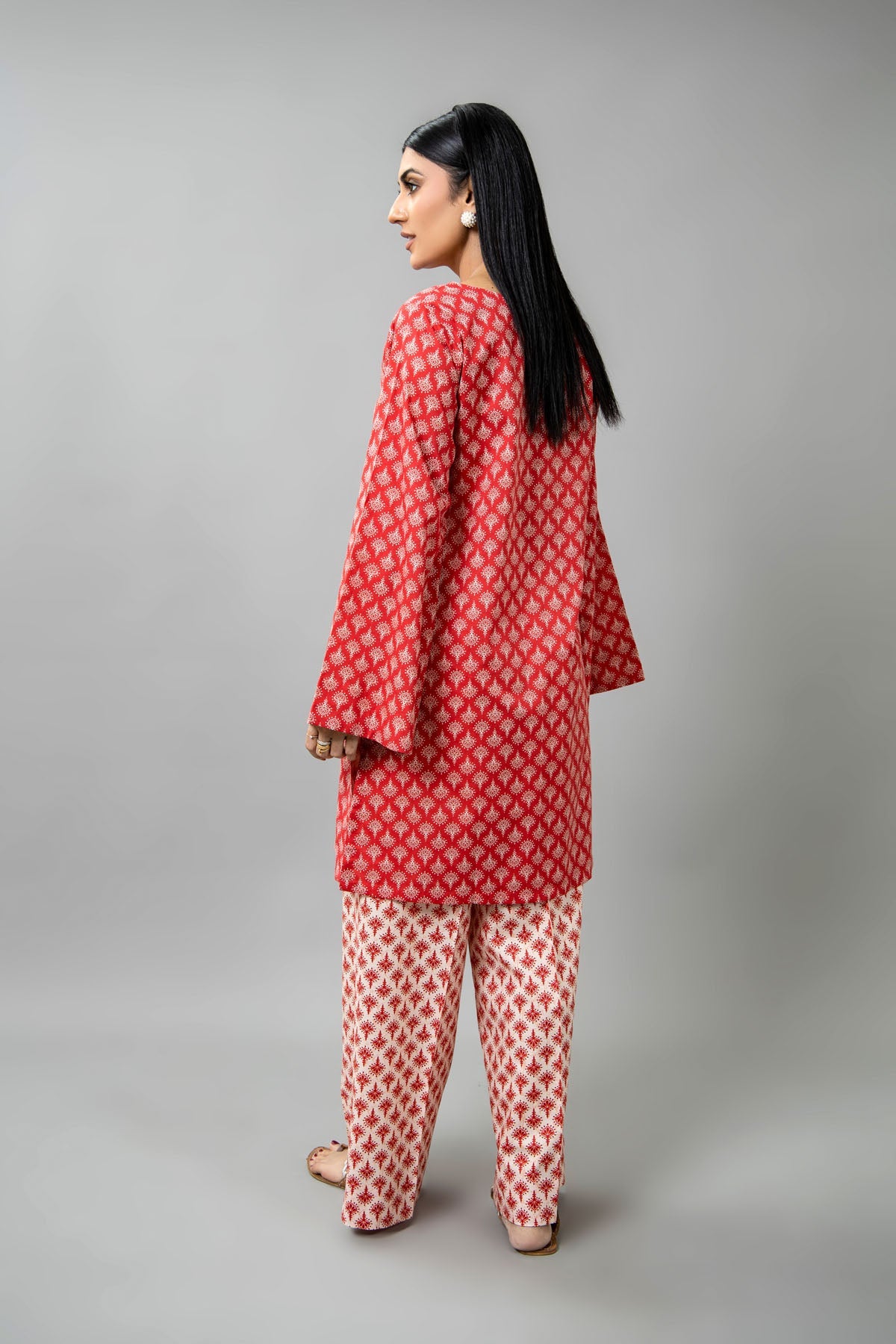 Printed Red Cambric 2-Piece Unstitched Suit by The Fabric Store, photo 2