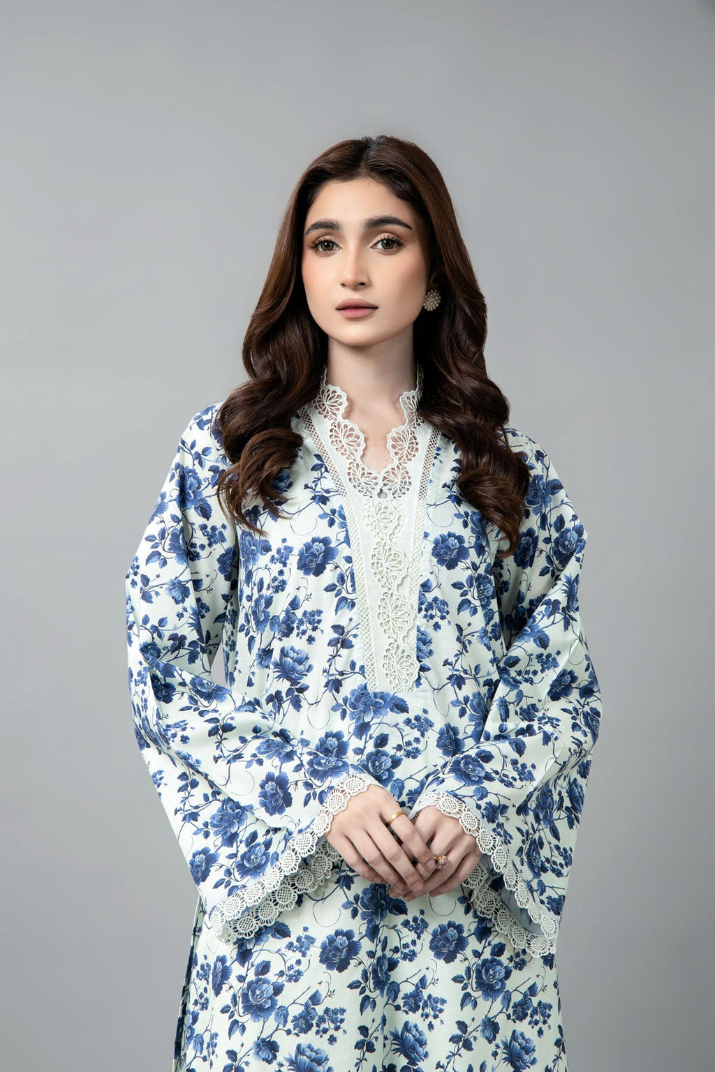 Printed O White Cambric Unstitched Shirt by The Fabric Store, photo 4