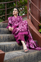Printed Maroon Slub Khaddar 3-Piece Unstitched Suit by The Fabric Store, photo 2