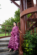 Printed Maroon Slub Khaddar 3-Piece Unstitched Suit by The Fabric Store, photo 5