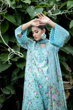 Printed Ice Blue Cambric 3-Piece Unstitched Suit by The Fabric Store, photo 2