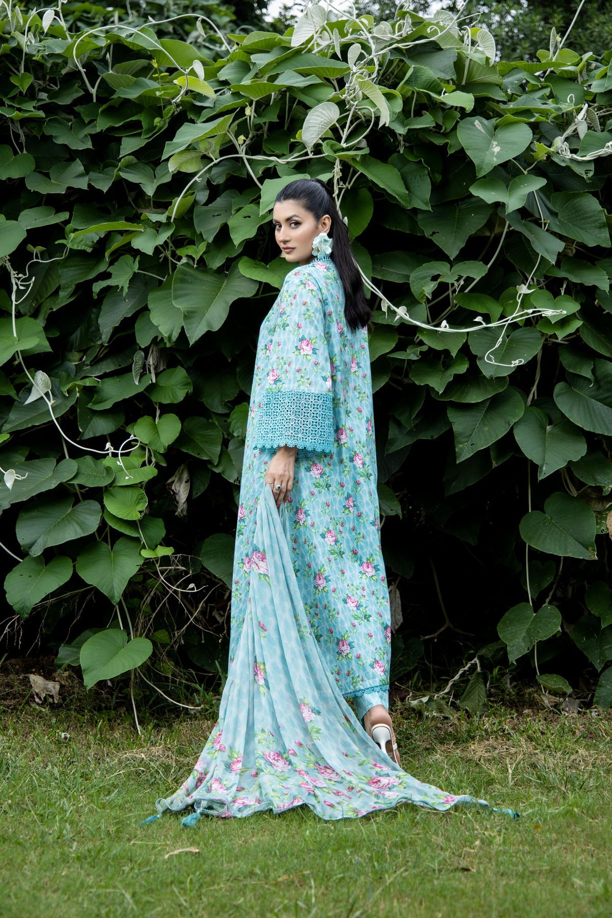 Printed Ice Blue Cambric 3-Piece Unstitched Suit by The Fabric Store, photo 3