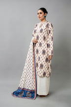 Printed O White Slub Khaddar 3-Piece Unstitched Suit by The Fabric Store, photo 3