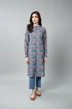 Printed Grey Slub Khaddar Unstitched Shirt by The Fabric Store
