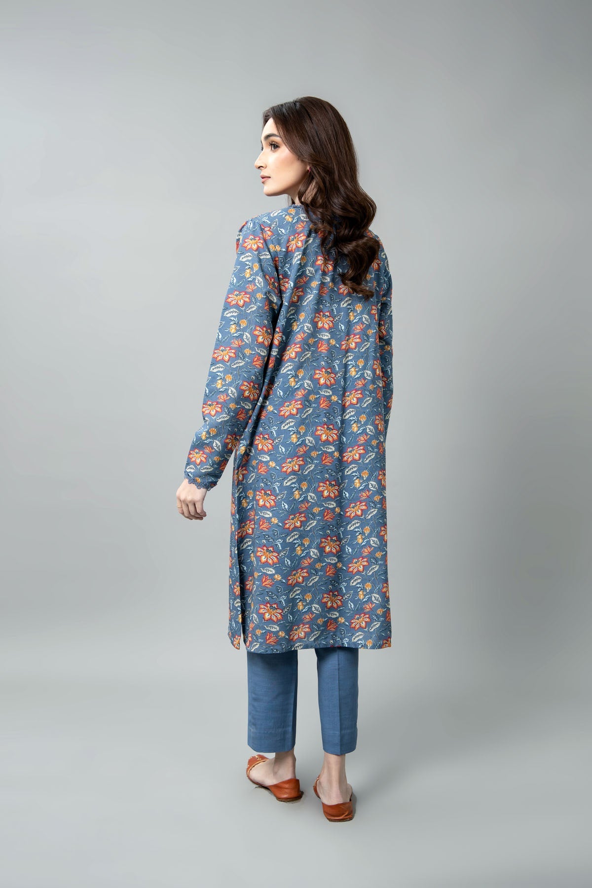Printed Grey Slub Khaddar Unstitched Shirt by The Fabric Store, photo 2
