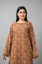 Printed Brown Slub Khaddar Unstitched Shirt by The Fabric Store, photo 4