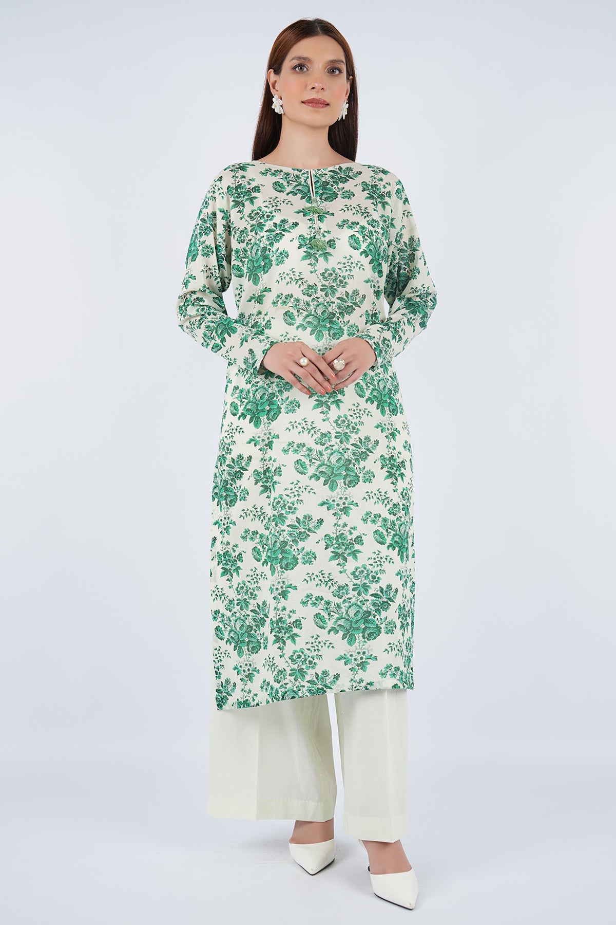 Printed Green Lawn Pret Shirt by The Fabric Store