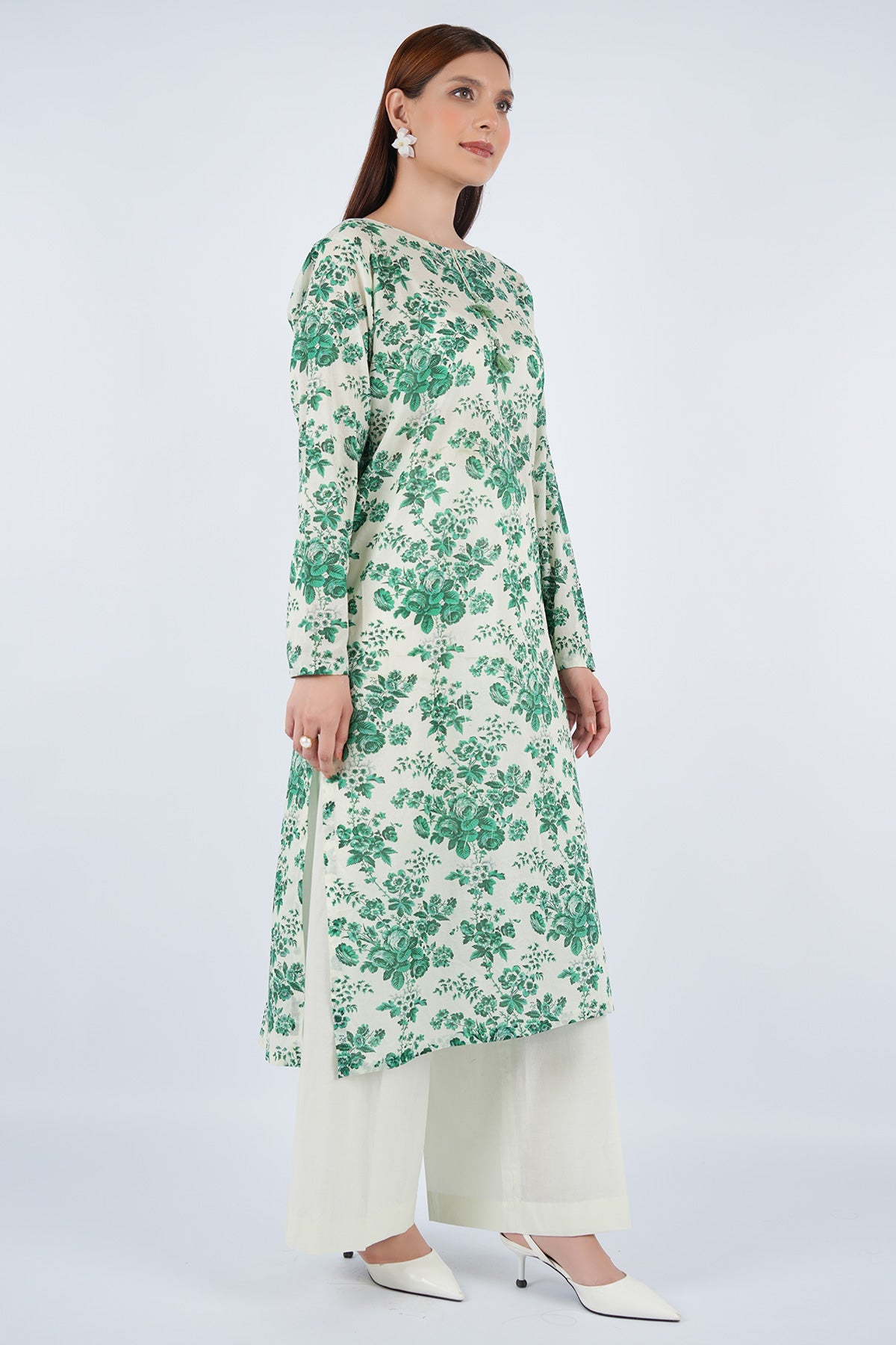Printed Green Lawn Pret Shirt by The Fabric Store, photo 3