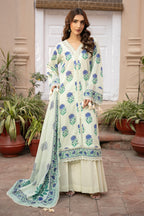 Printed Blue Lawn 3-Piece Unstitched Suit by The Fabric Store