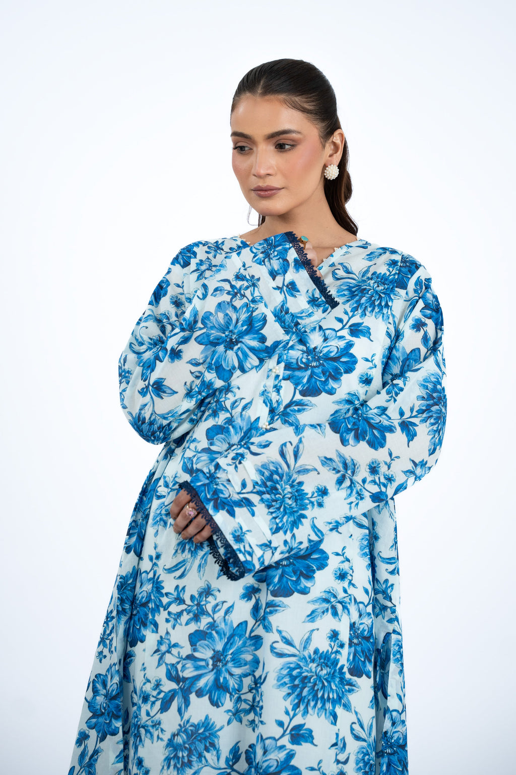 Printed White Lawn Unstitched Shirt by The Fabric Store, photo 4