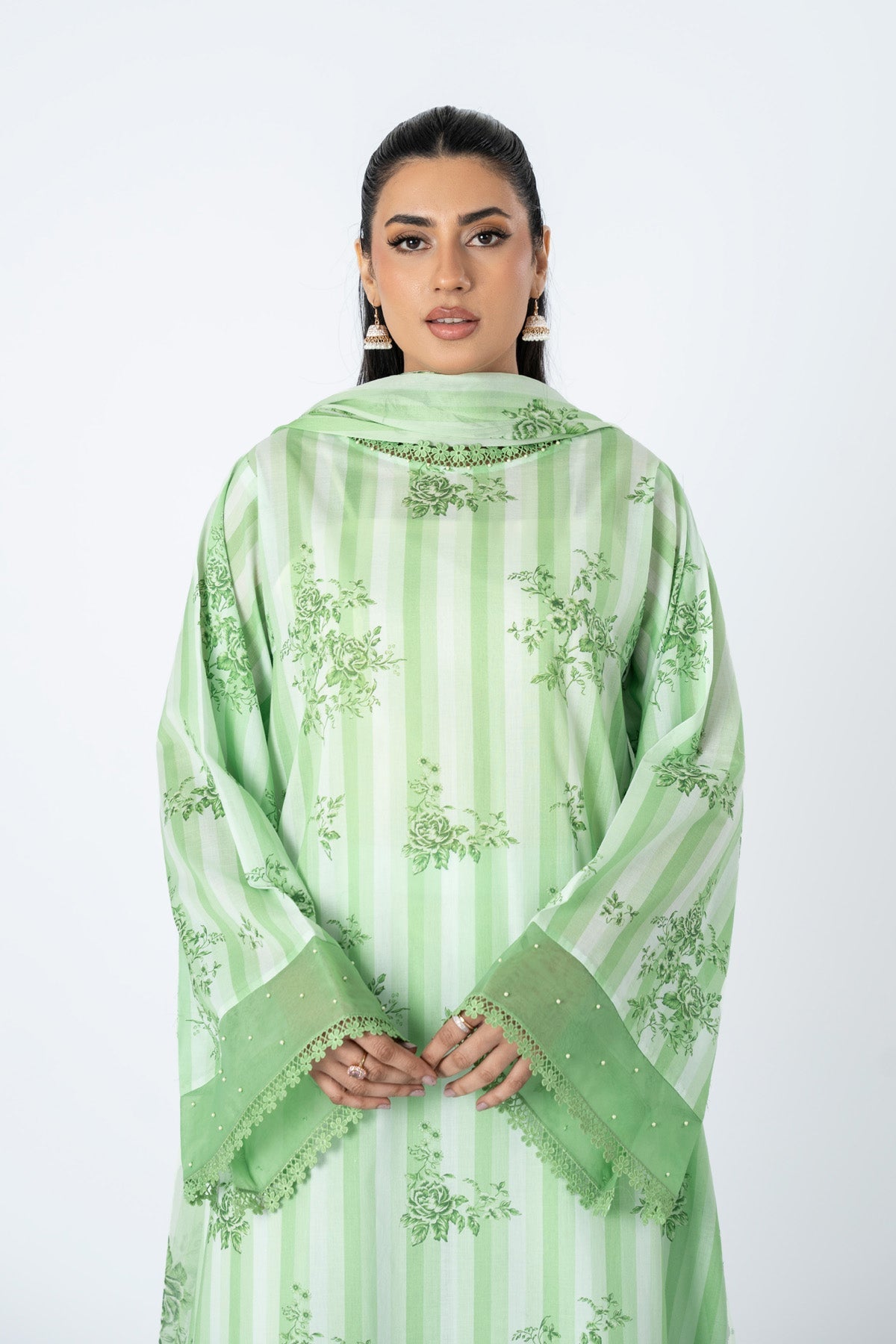 Printed Green Lawn 3-Piece Unstitched Suit by The Fabric Store, photo 3