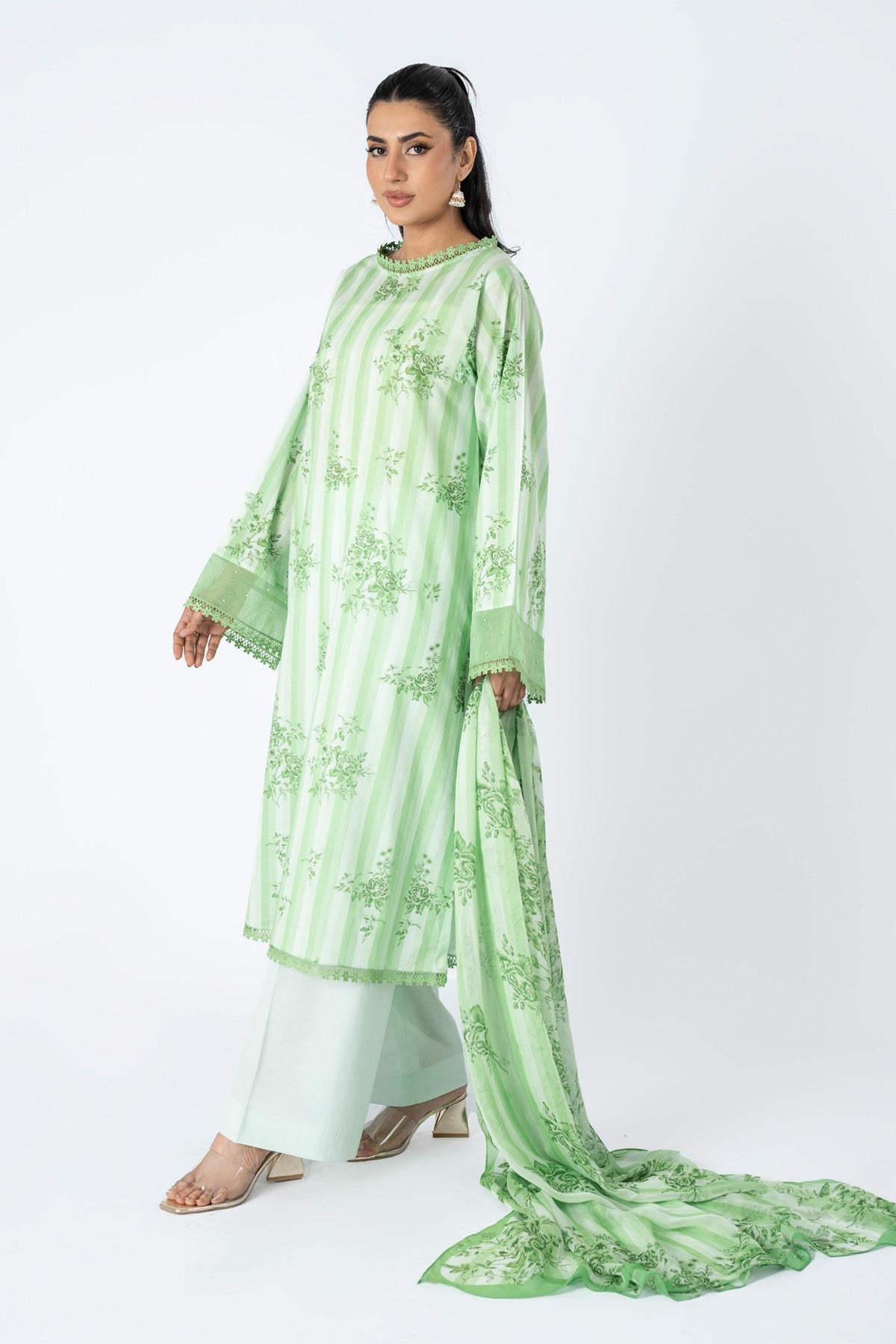 Printed Green Lawn 3-Piece Unstitched Suit by The Fabric Store, photo 4