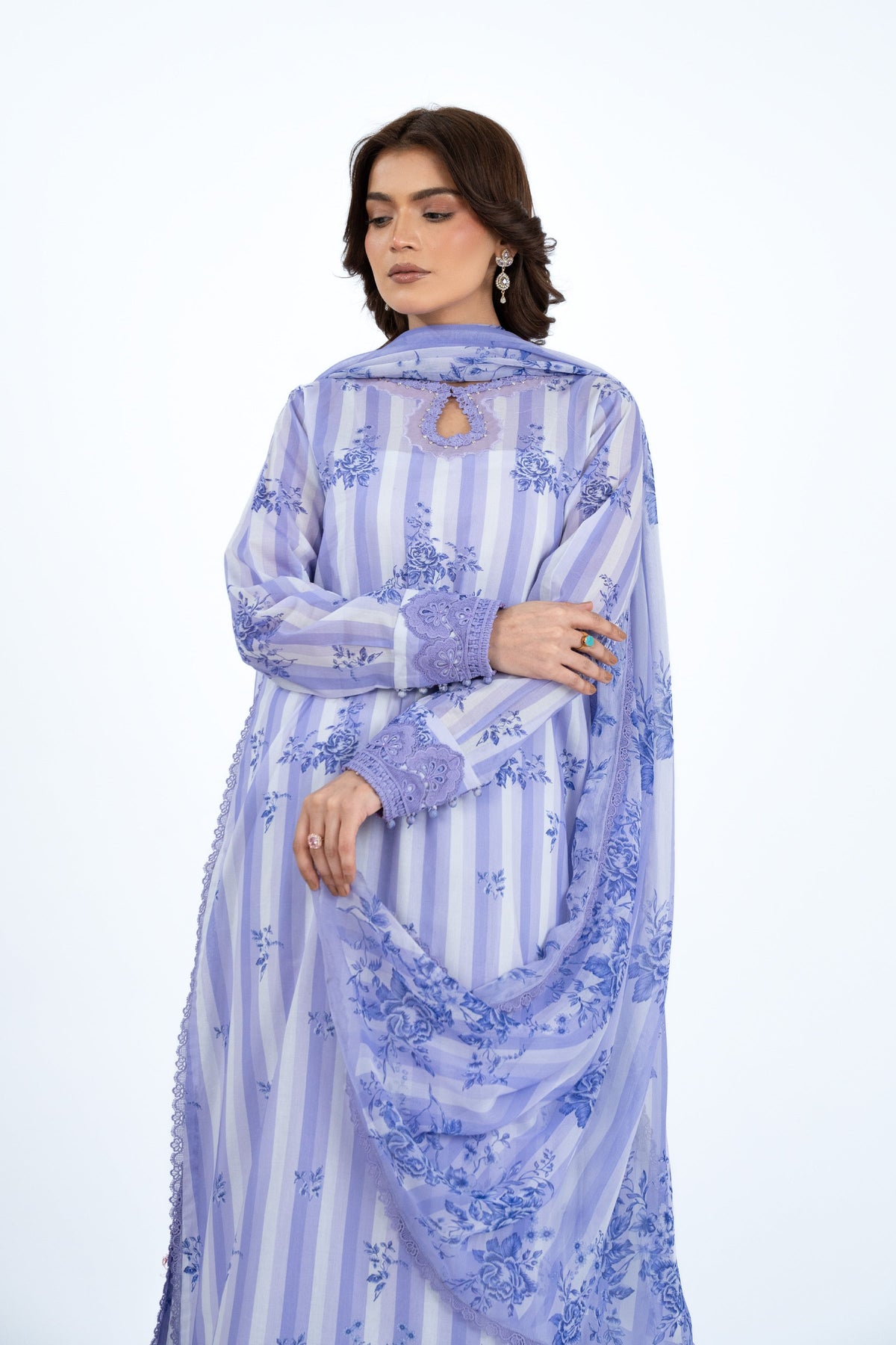 Printed Purple Lawn 3-Piece Unstitched Suit by The Fabric Store, photo 2
