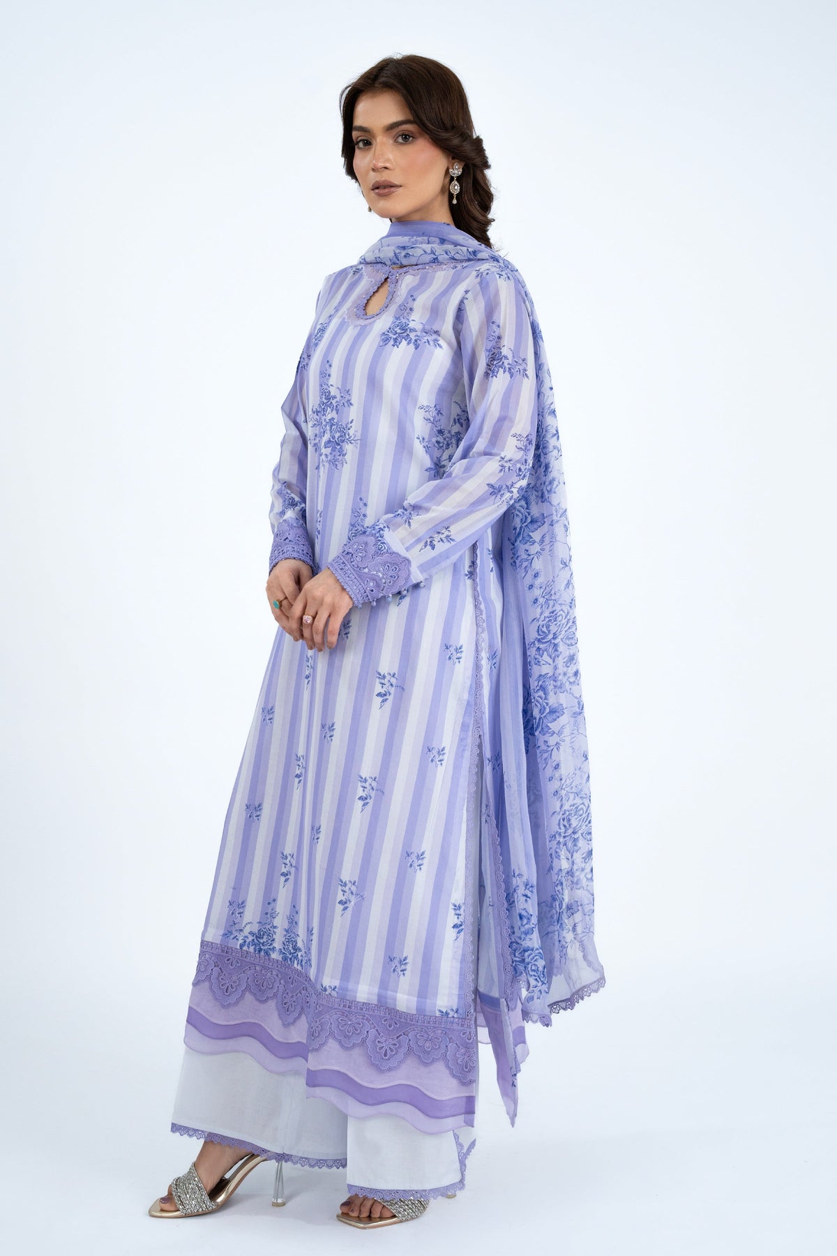 Printed Purple Lawn 3-Piece Unstitched Suit by The Fabric Store, photo 3