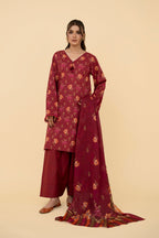 Printed Pink Lawn 3-Piece Unstitched Suit by The Fabric Store