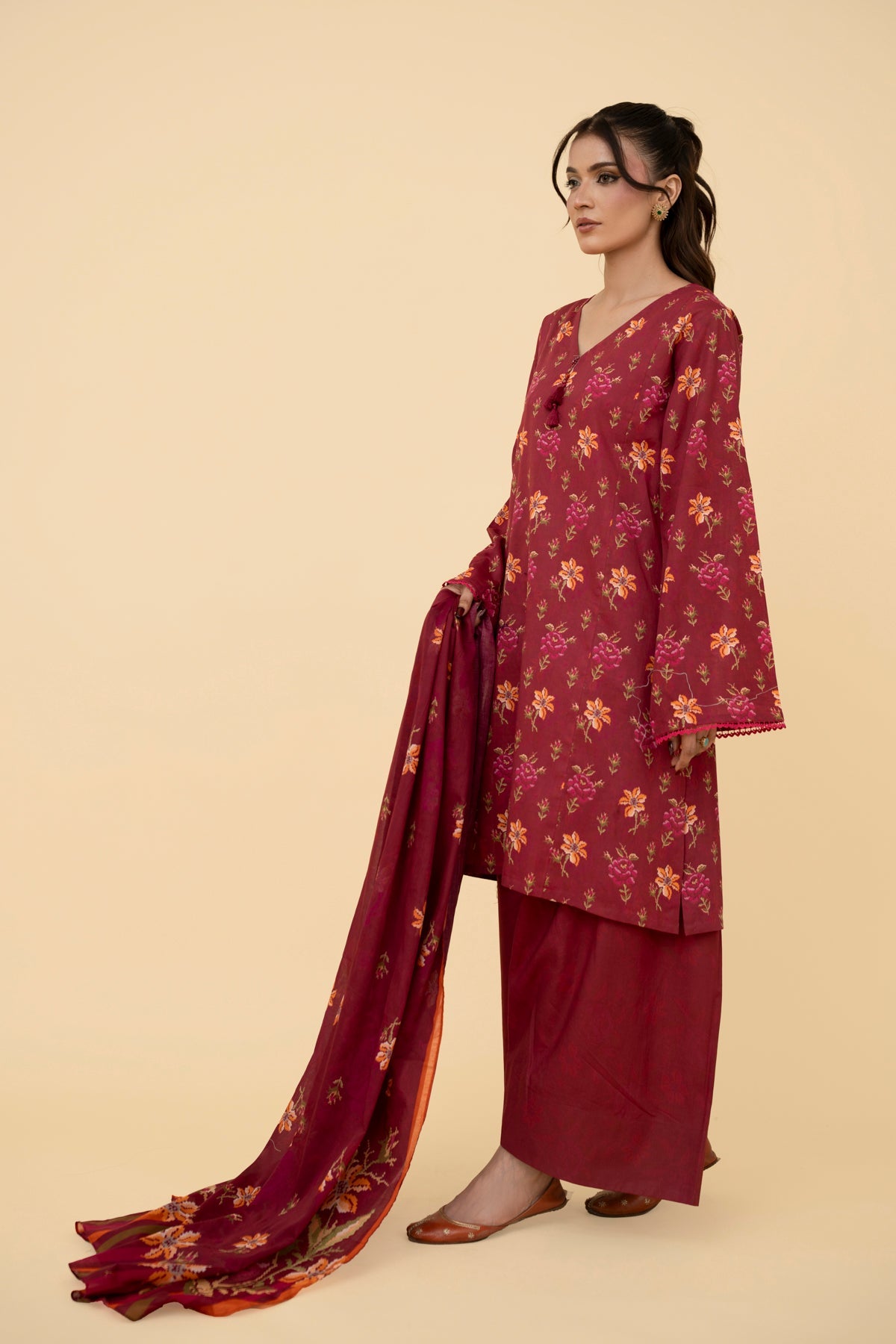 Printed Pink Lawn 3-Piece Unstitched Suit by The Fabric Store, photo 4